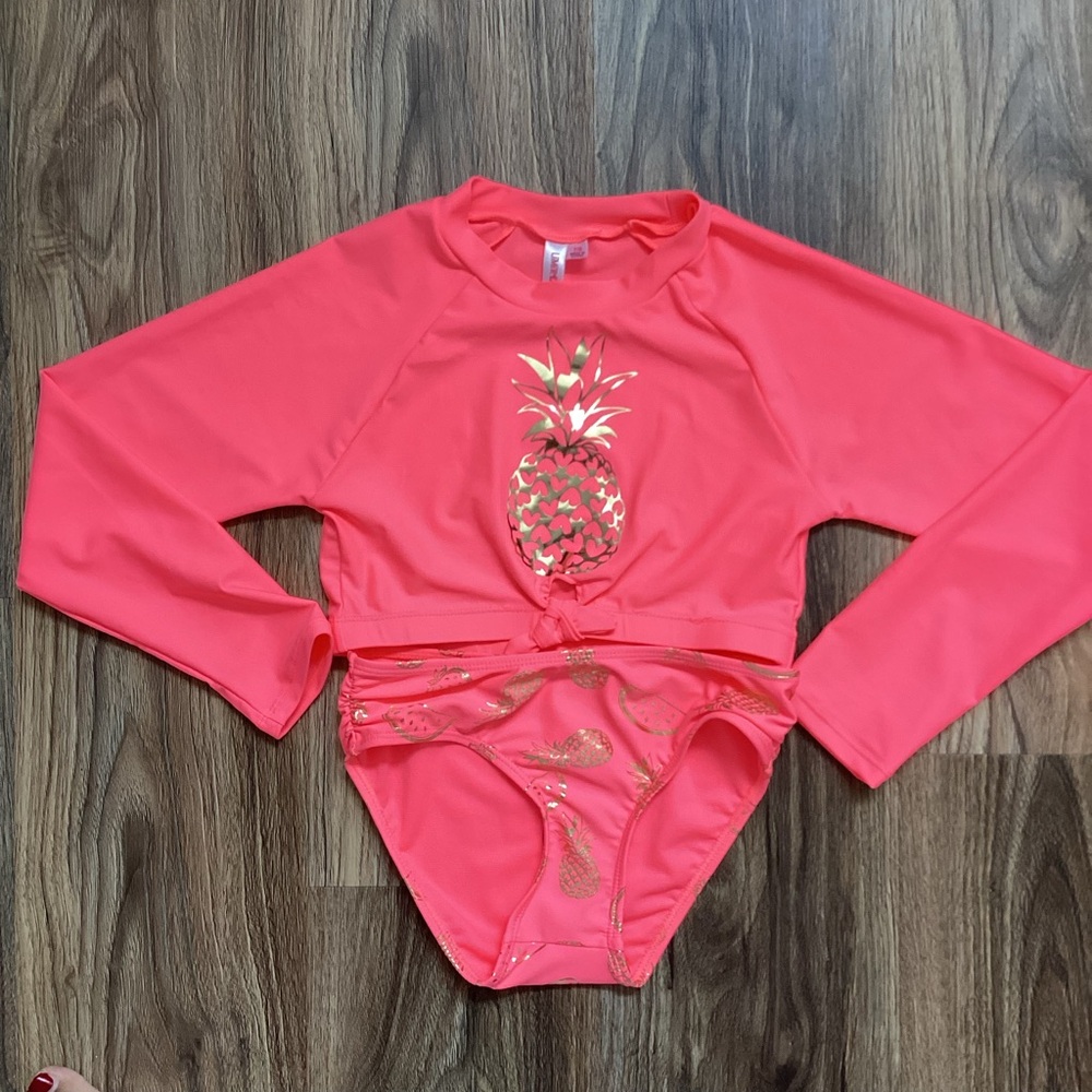 The Limited Pink and Gold Rashguard Swim Top NWOT